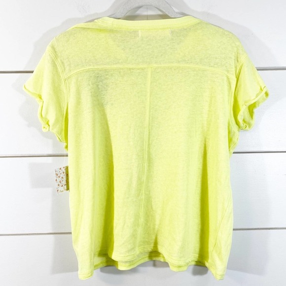 Free People T-Shirt XS Wipeout Neon Green Graphic Short Sleeve Catch Waves NWT - Picture 4 of 9